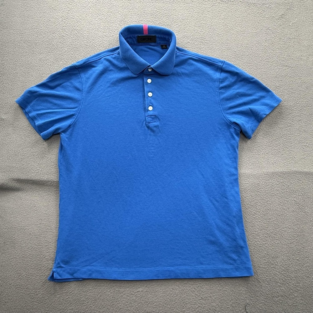 G/FORE Polo Shirt Mens Medium Blue Solid Knit Golf Made In Portugal Performance